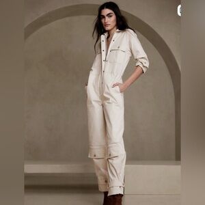 Banana Republic Fall Oversized Utility Industrial Neutral Boilersuit Jumpsuit 16
